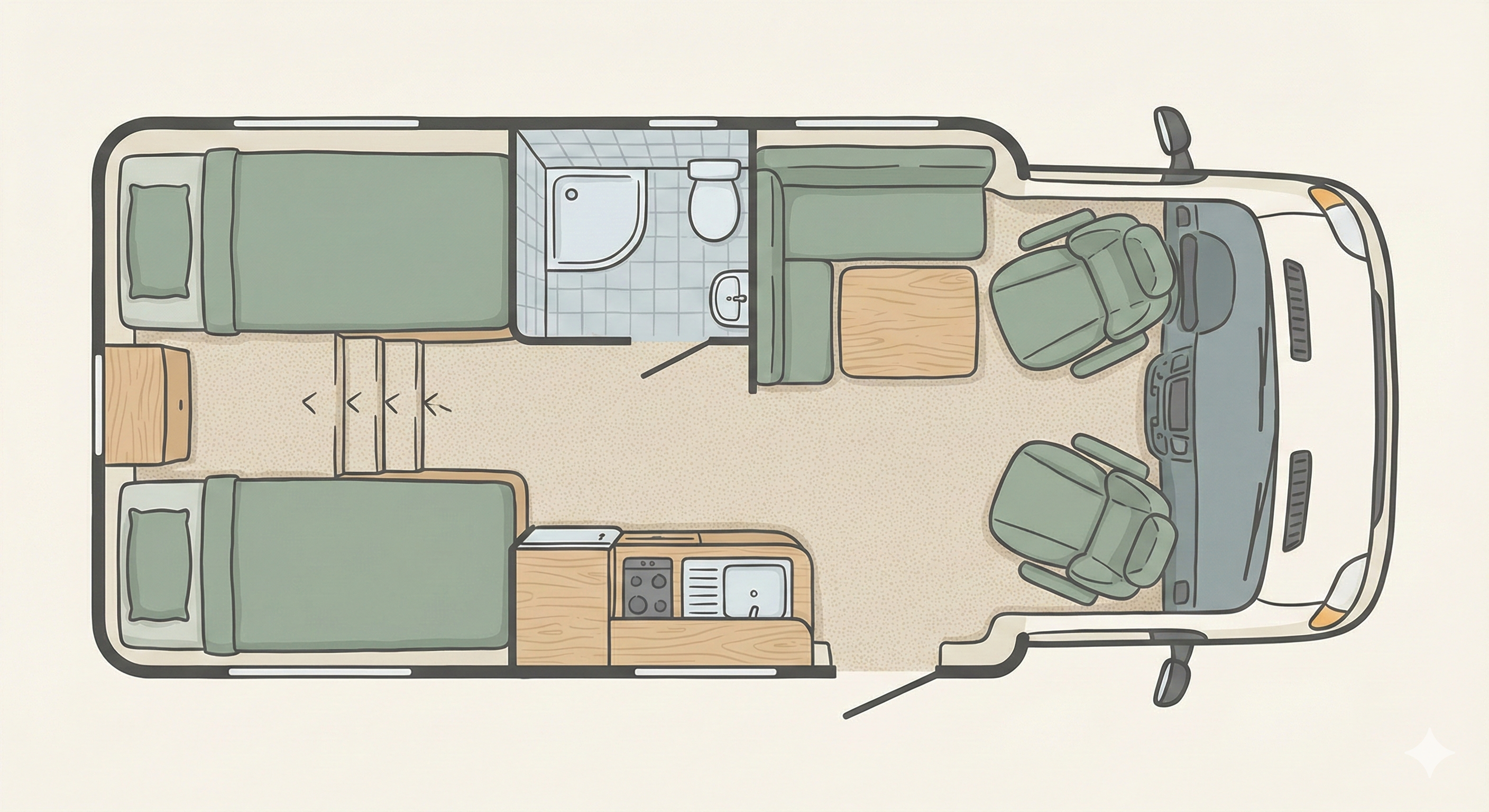 Twin singles floorplan