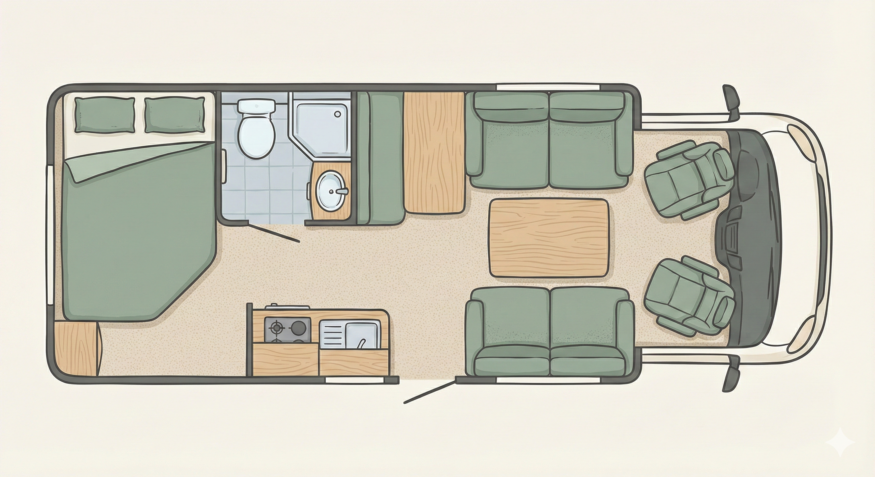 Auto-Sleepers Kingham floor plan - day mode