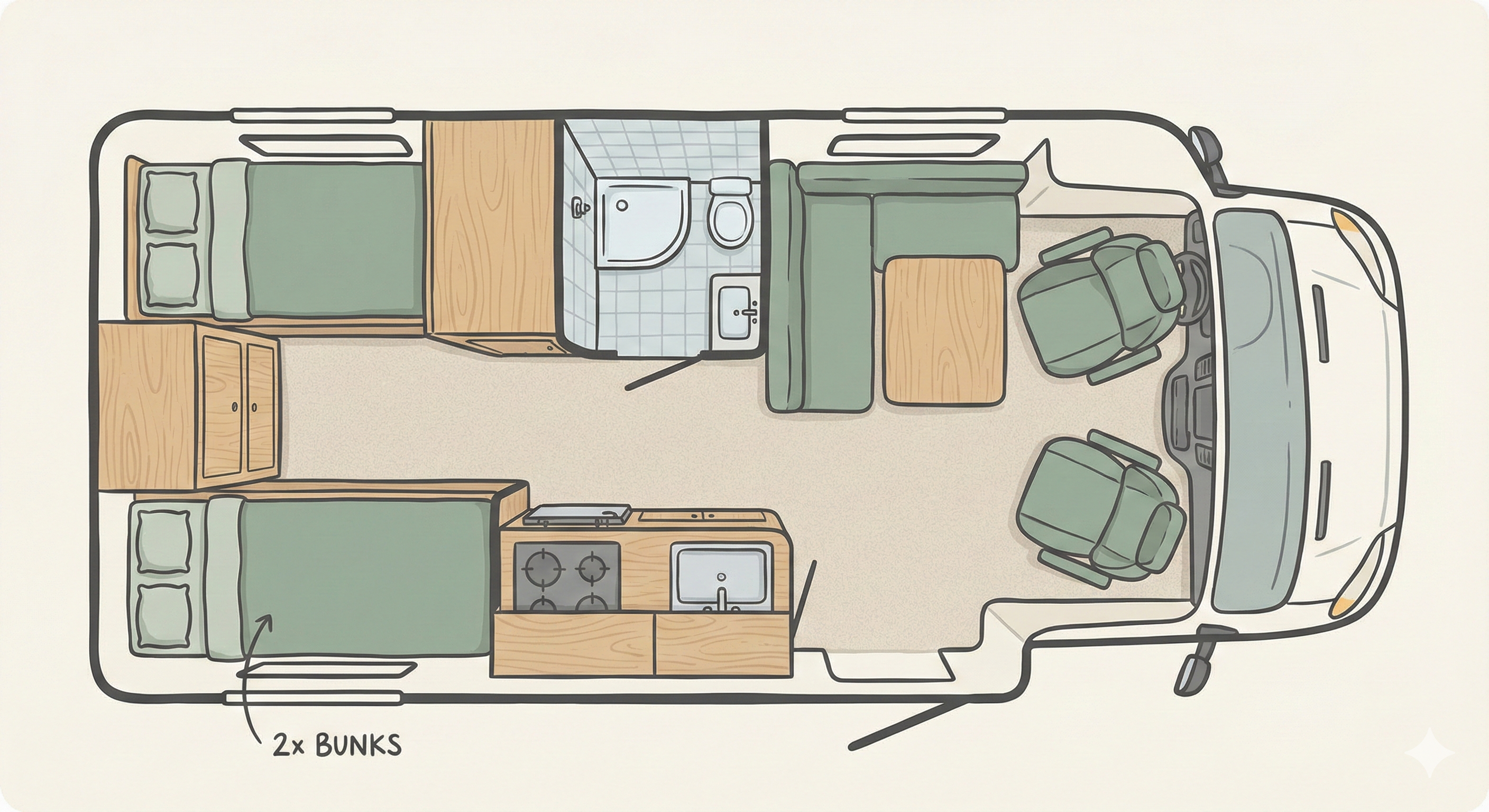 Fixed bunks floorplan