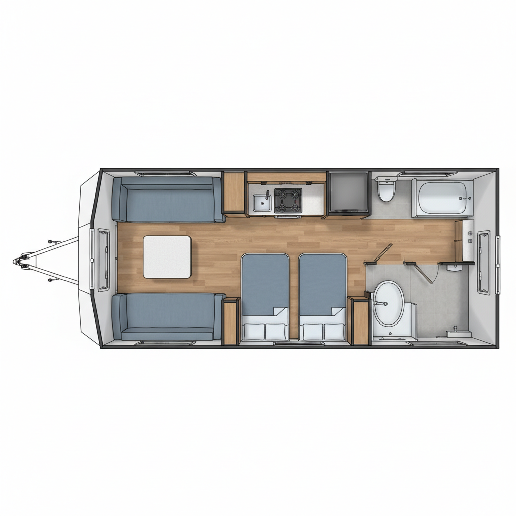 Twin Singles + End Bath floorplan