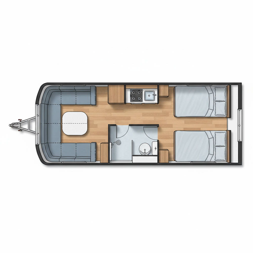 Twin Single Beds (Mid Washroom) floorplan