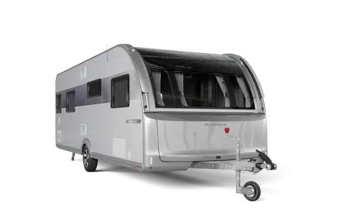 2025 Adria Adora 4-Berth Caravan with Fixed Bed and Panoramic Window - Exterior - Front