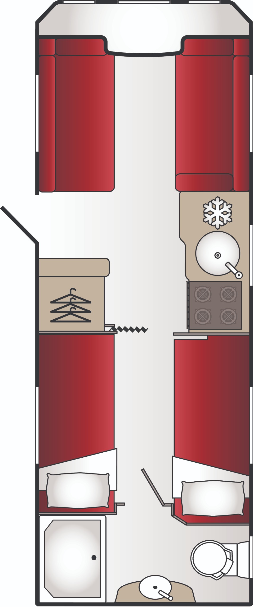 Twin Fixed Single Beds floorplan