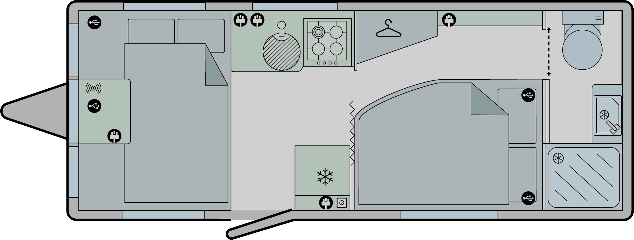 Fixed Double Bed (Corner) floorplan