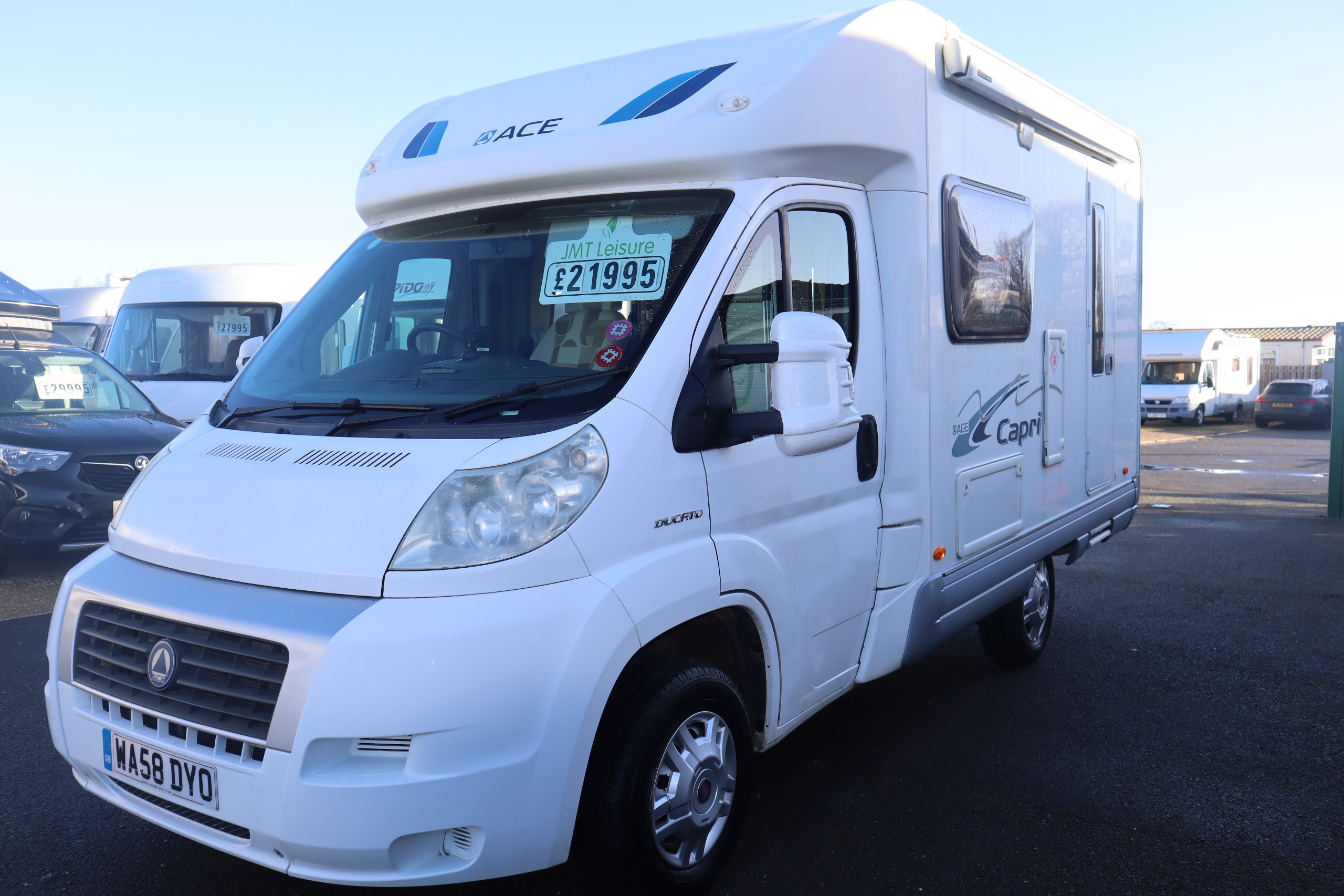 2008 Ace Capri Fiat Ducato , 2 belts, Compact Short Motorhome, 12 Months Warranty, MOT, Habitation Service 12