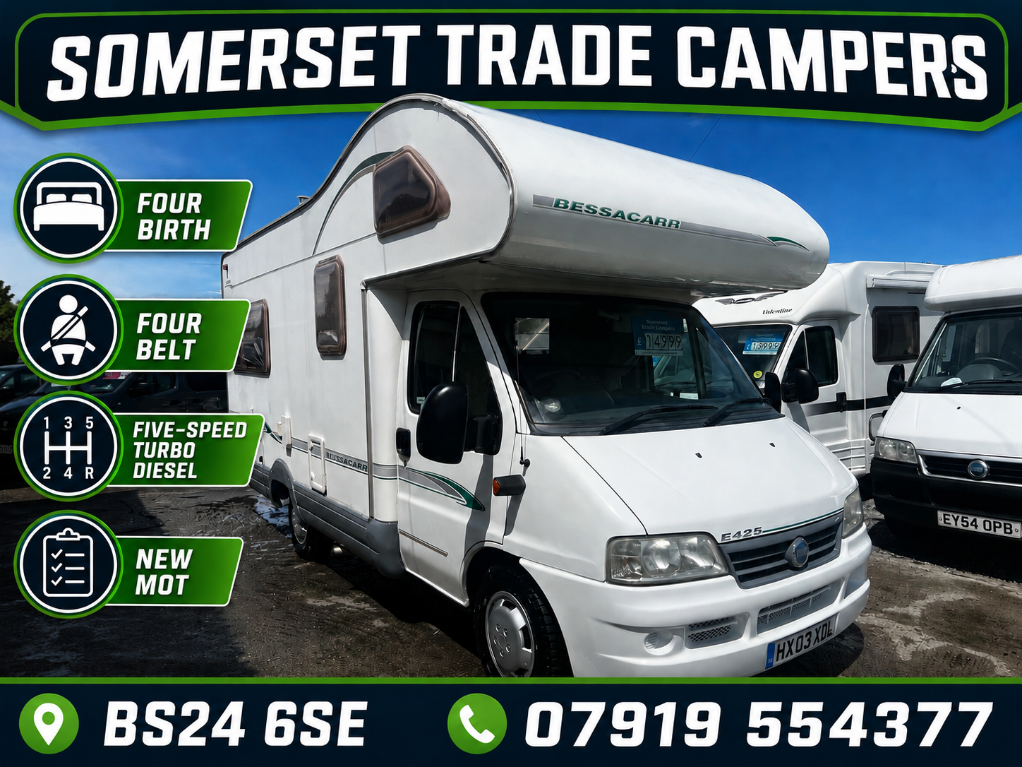2003 Bessacarr E425 NEW MOT. 4 belts