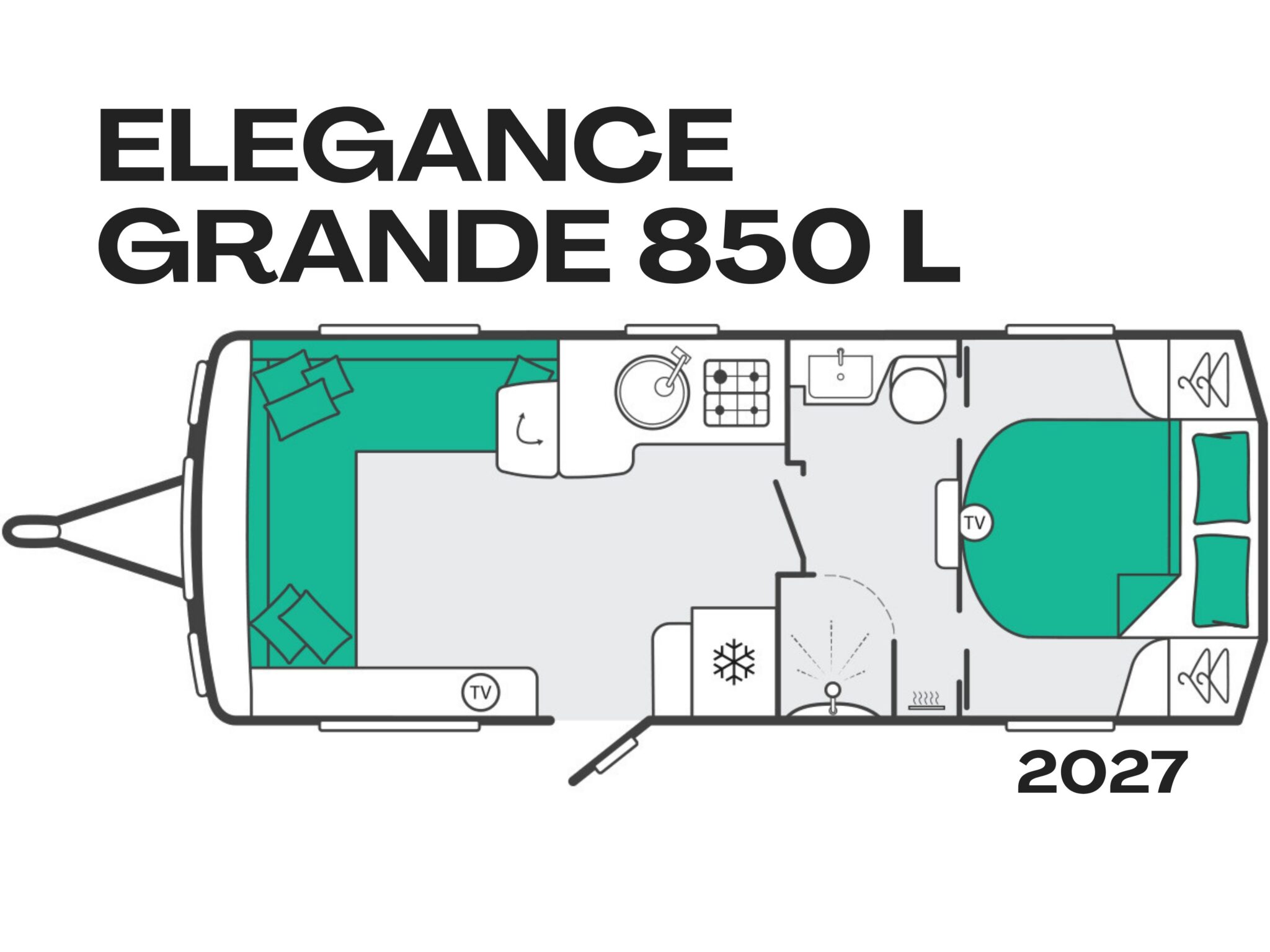 8ft Wide Island Bed floorplan