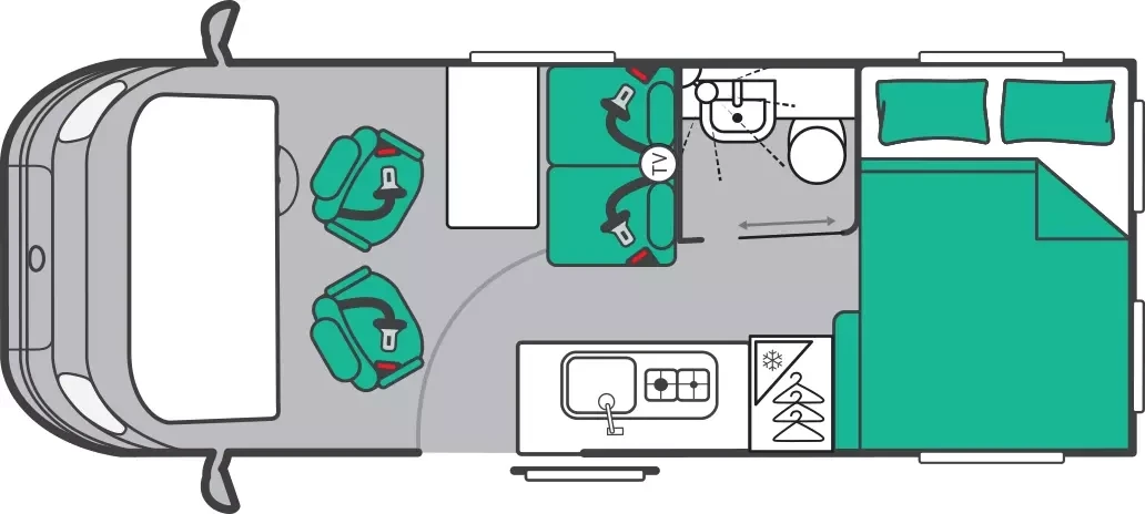 Side Dinette + End Washroom floorplan