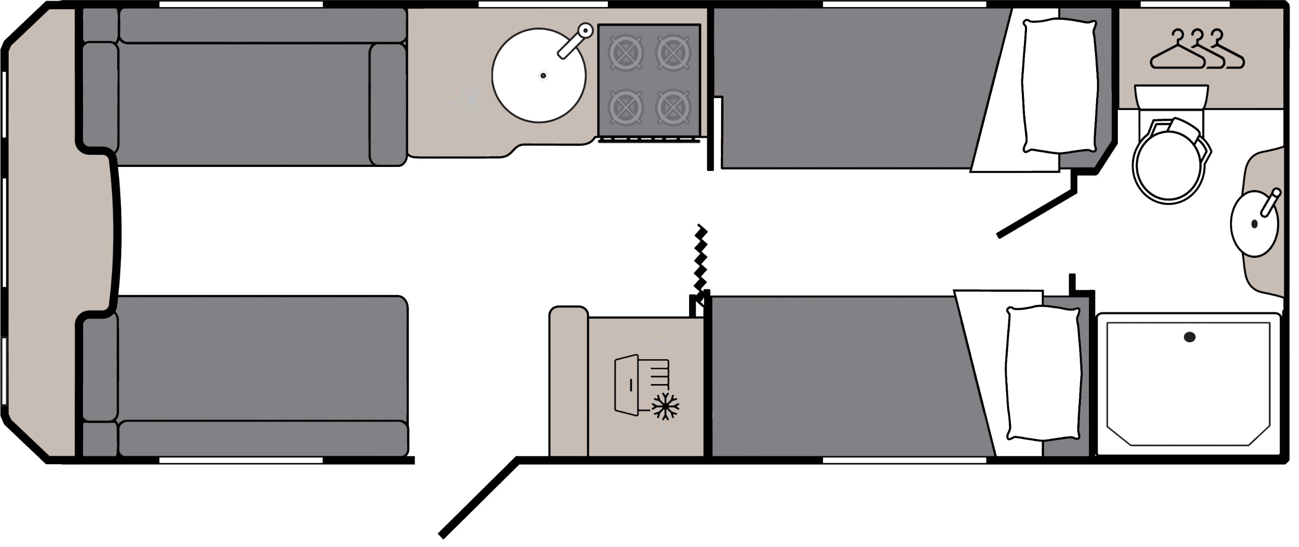 Twin Fixed Single Beds floorplan