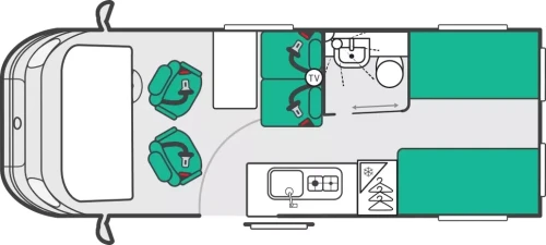 Side Dinette with End Washroom representative layout