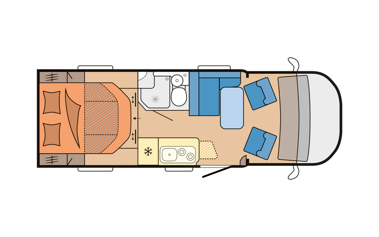 Hobby ONTOUR C 700 GQ daytime floor plan