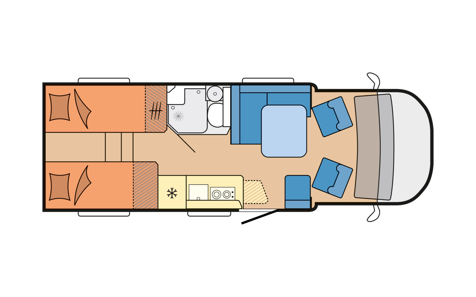 Hobby MAXIA T 710 GE daytime floor plan