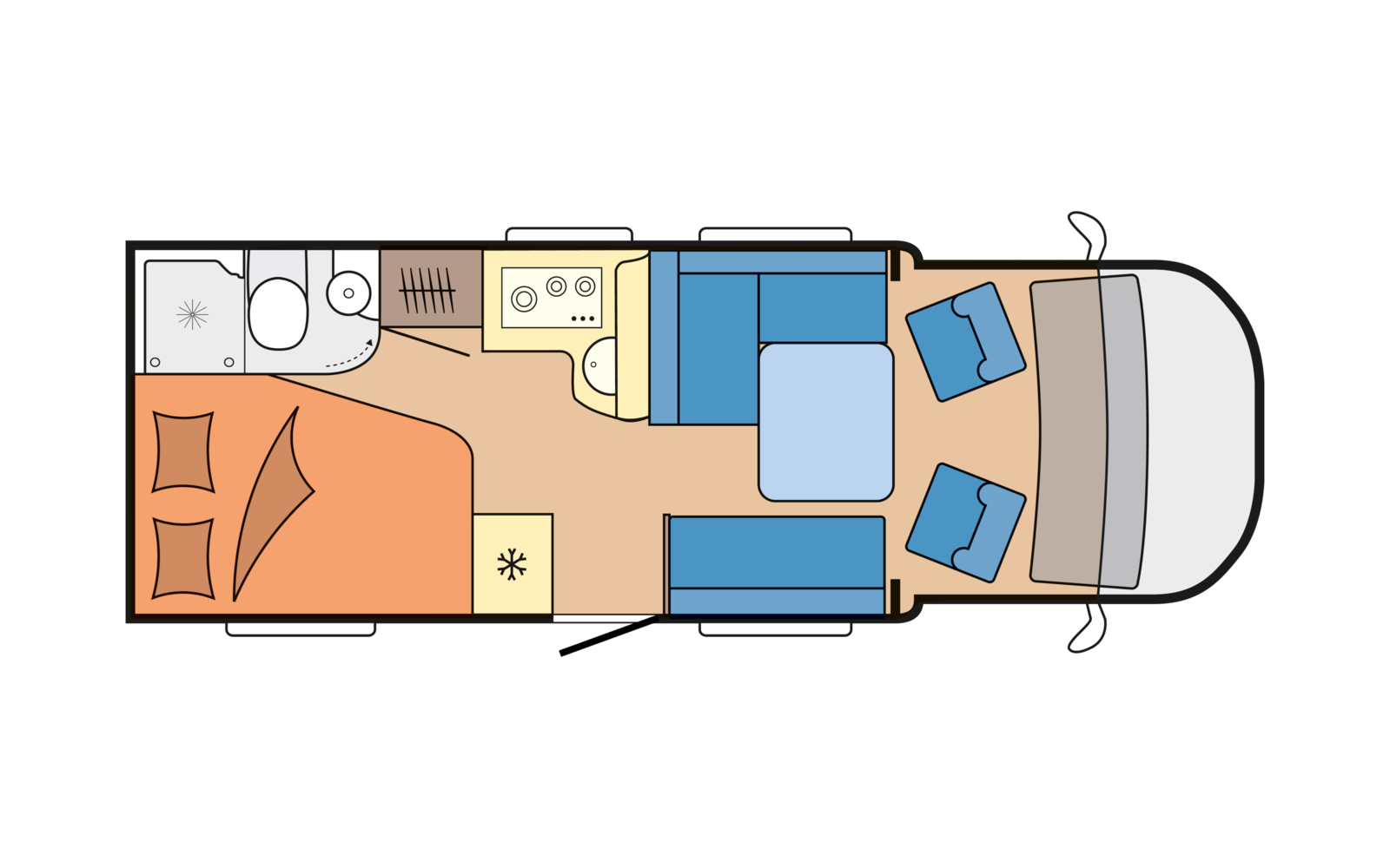Hobby ONTOUR T 700 F daytime floor plan