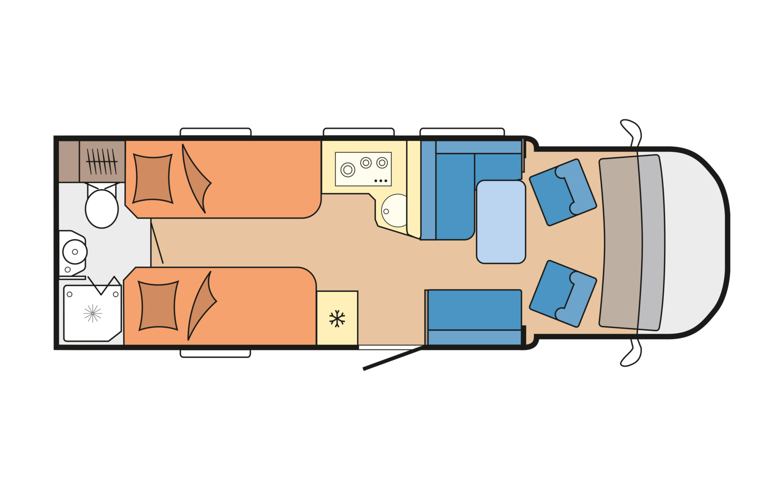 Hobby PRESTIGE T 740 WE daytime floor plan
