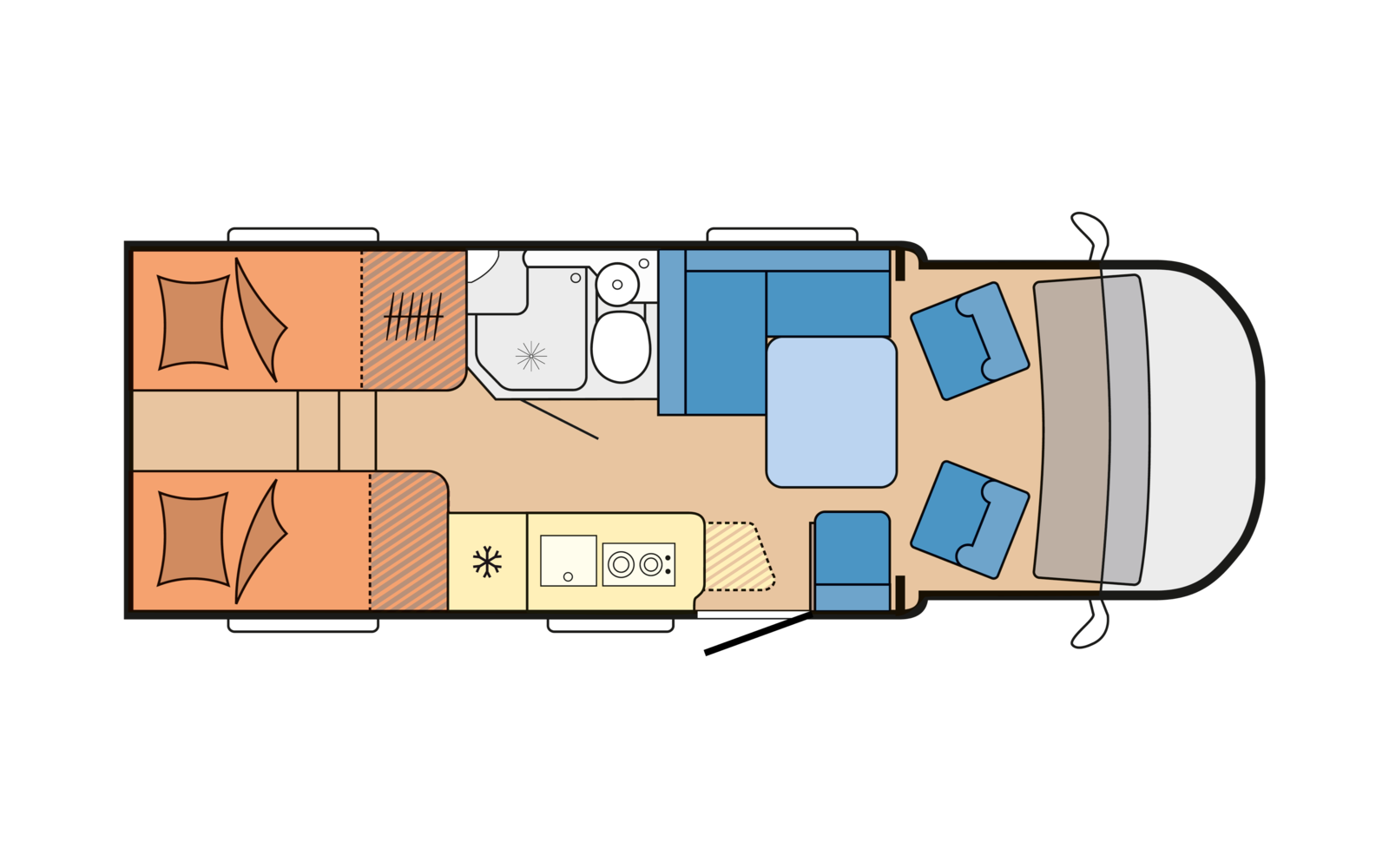 Hobby ONTOUR T 710 GE daytime floor plan