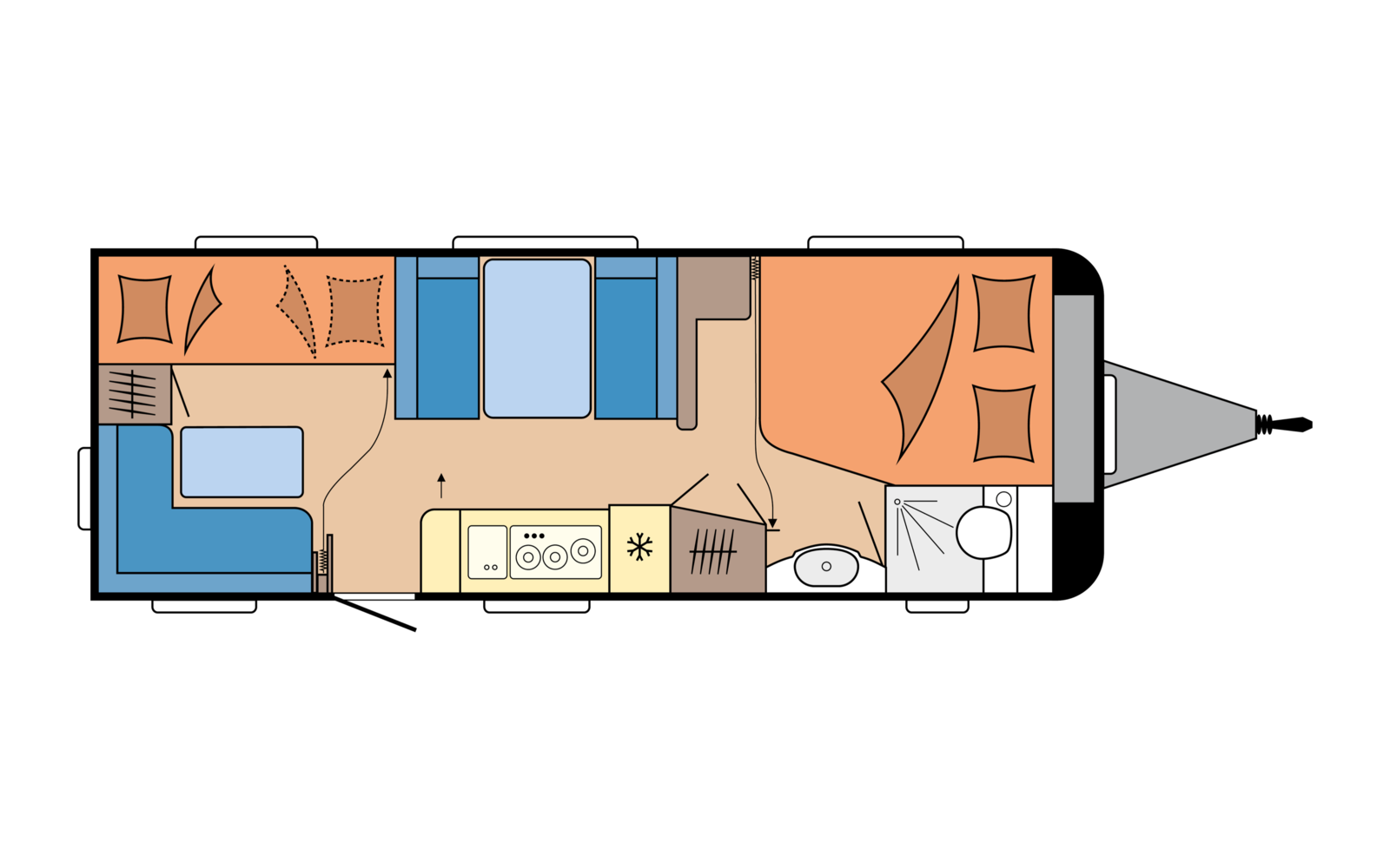 Hobby EXCELLENT EDITION 650 KMFE daytime floor plan
