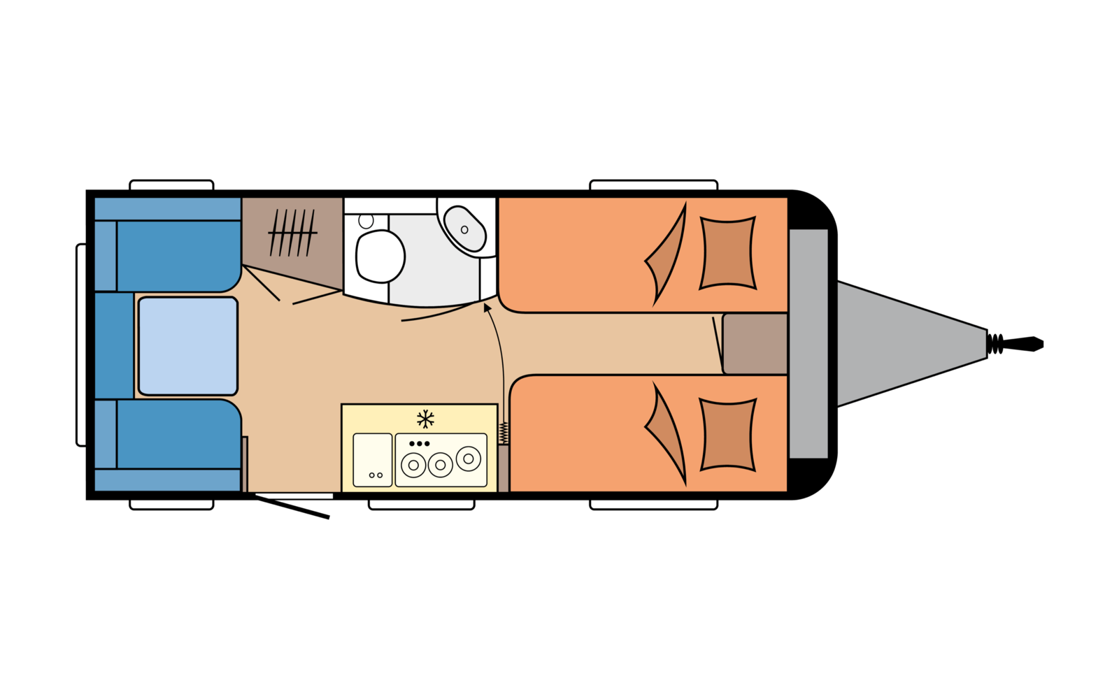 Hobby ONTOUR 460 DL daytime floor plan
