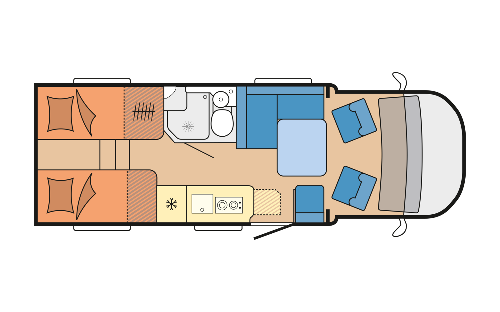 Hobby PRESTIGE T 710 GE daytime floor plan