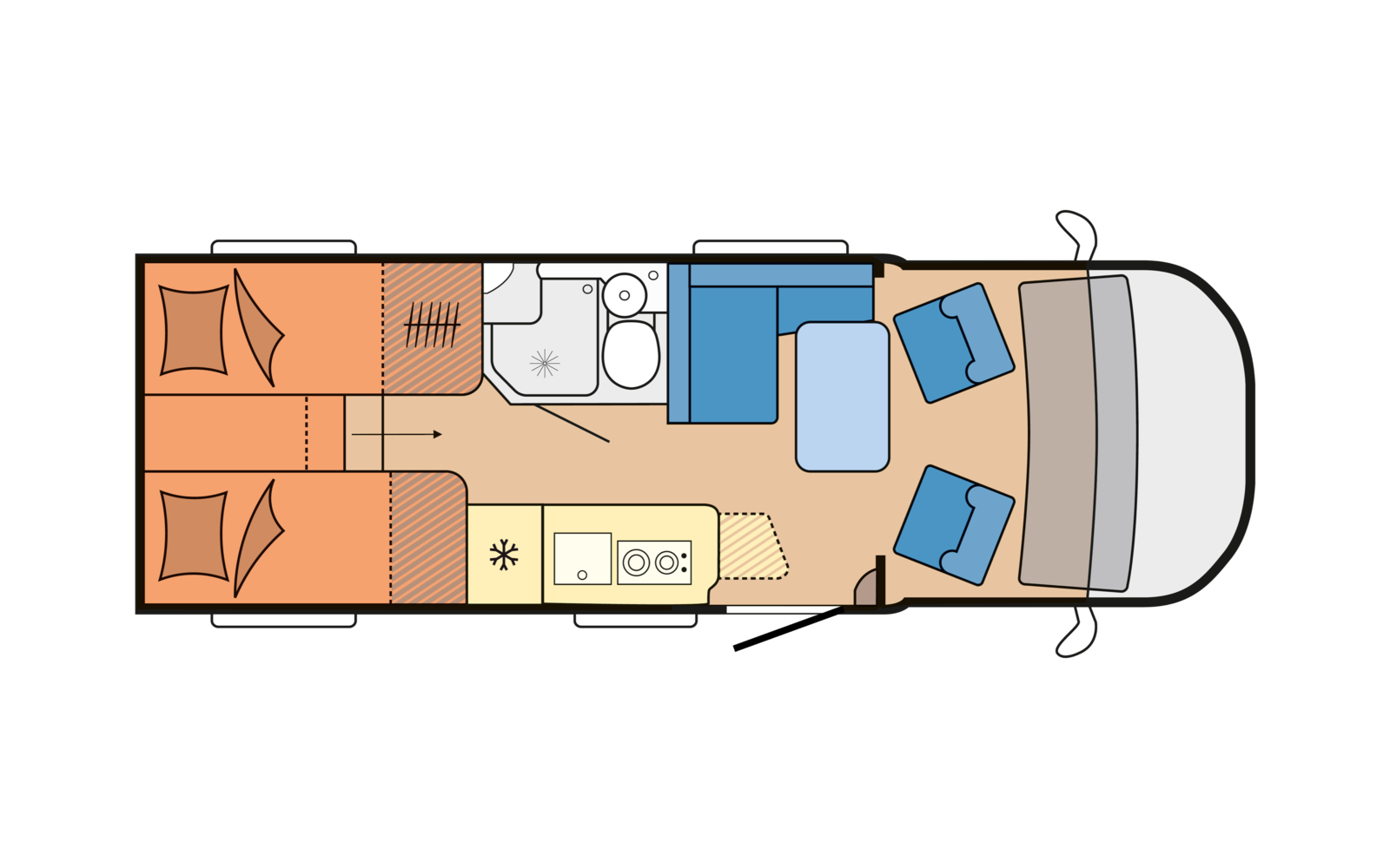 Hobby ONTOUR C 680 GE daytime floor plan