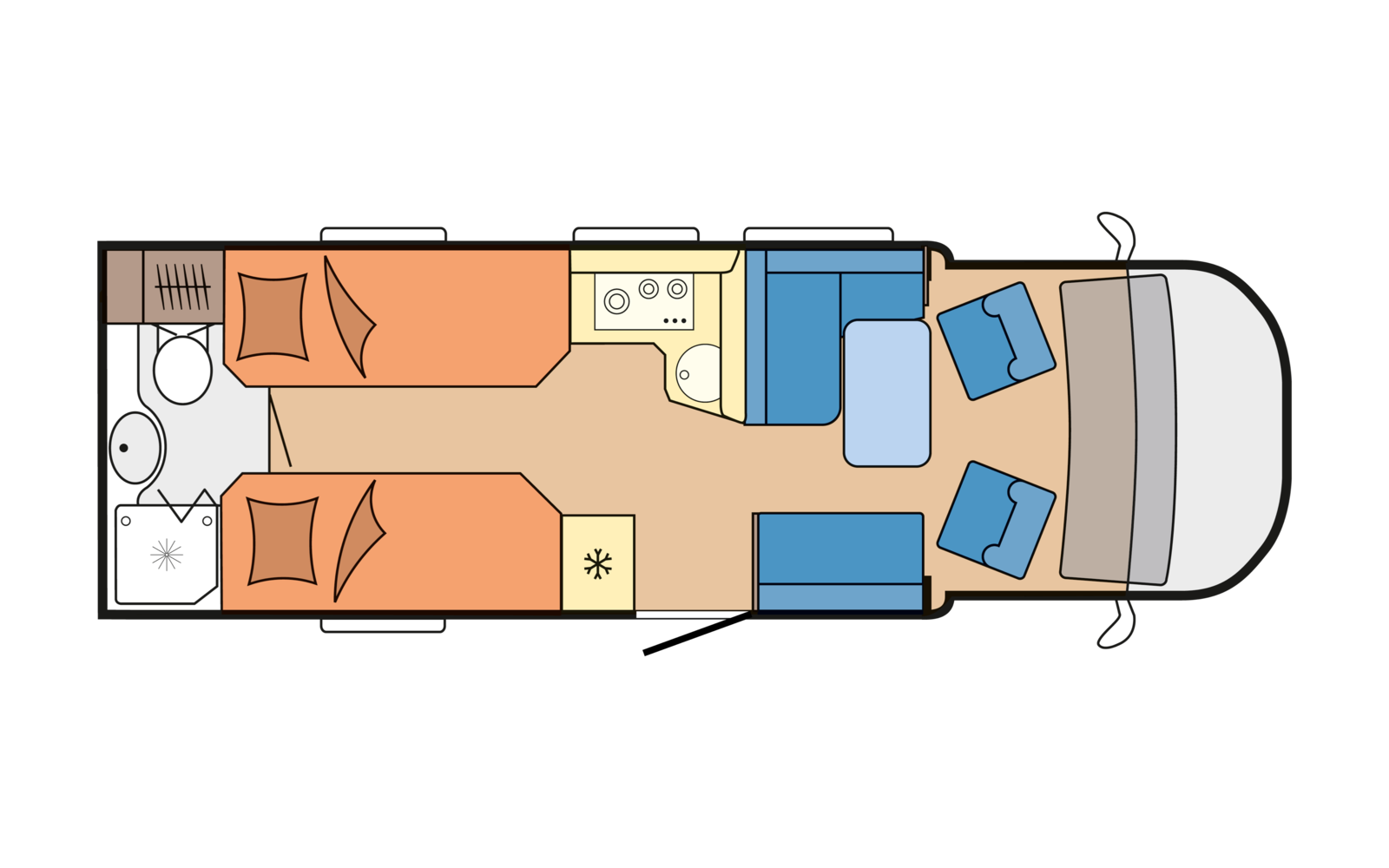 Hobby MAXIA T 740 WE daytime floor plan