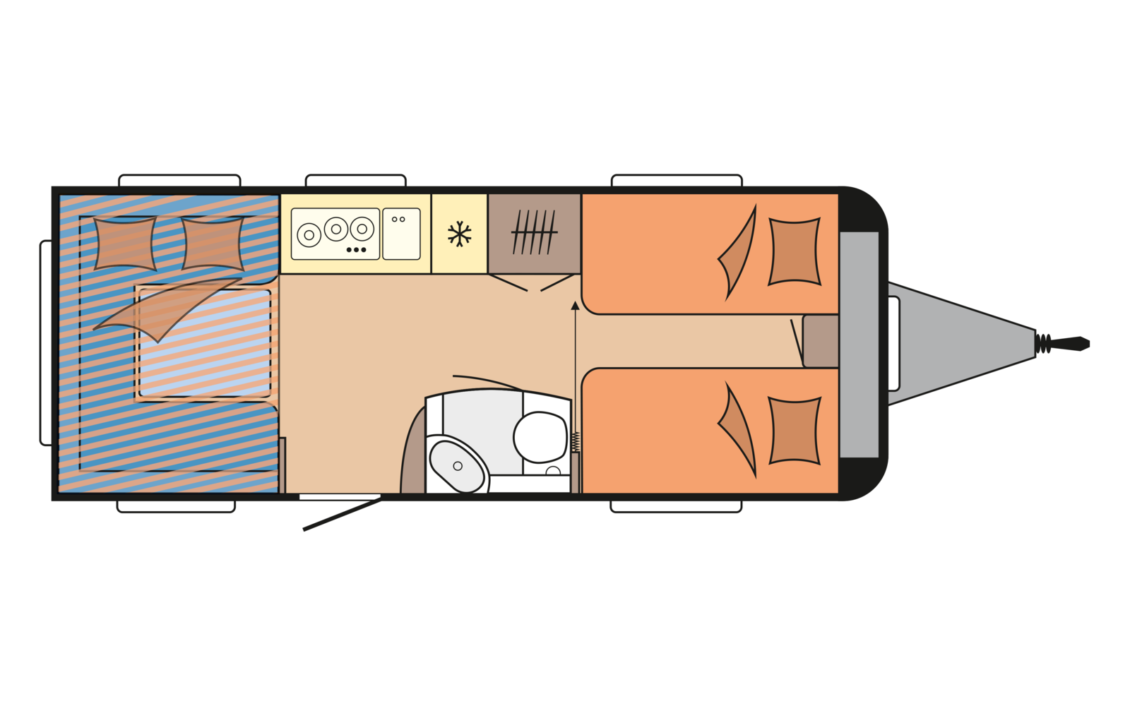 Hobby DE LUXE 515 UHL daytime floor plan