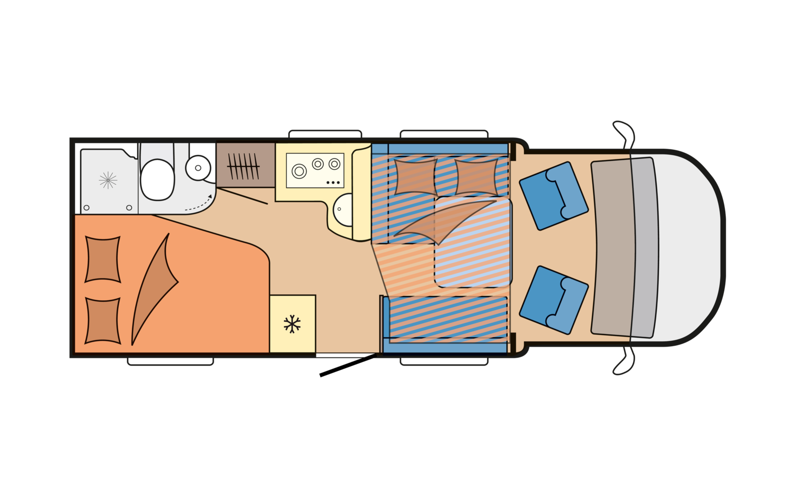 Hobby ONTOUR T 700 FH daytime floor plan