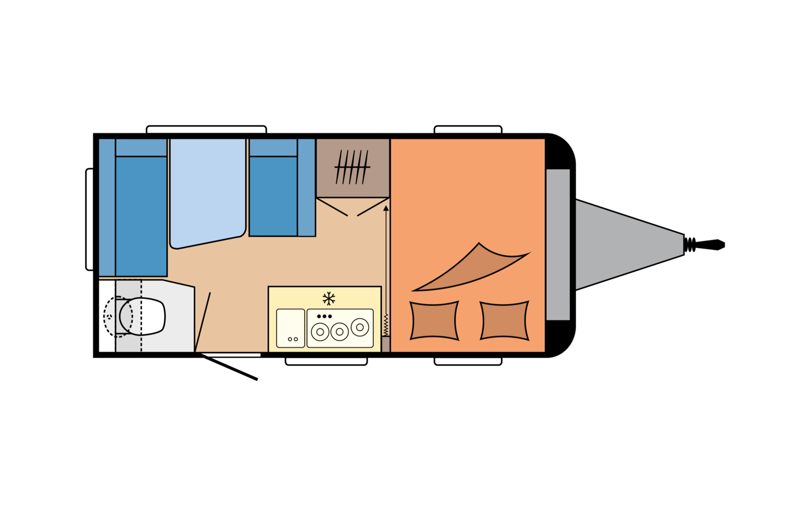 Hobby ONTOUR 390 SF daytime floor plan