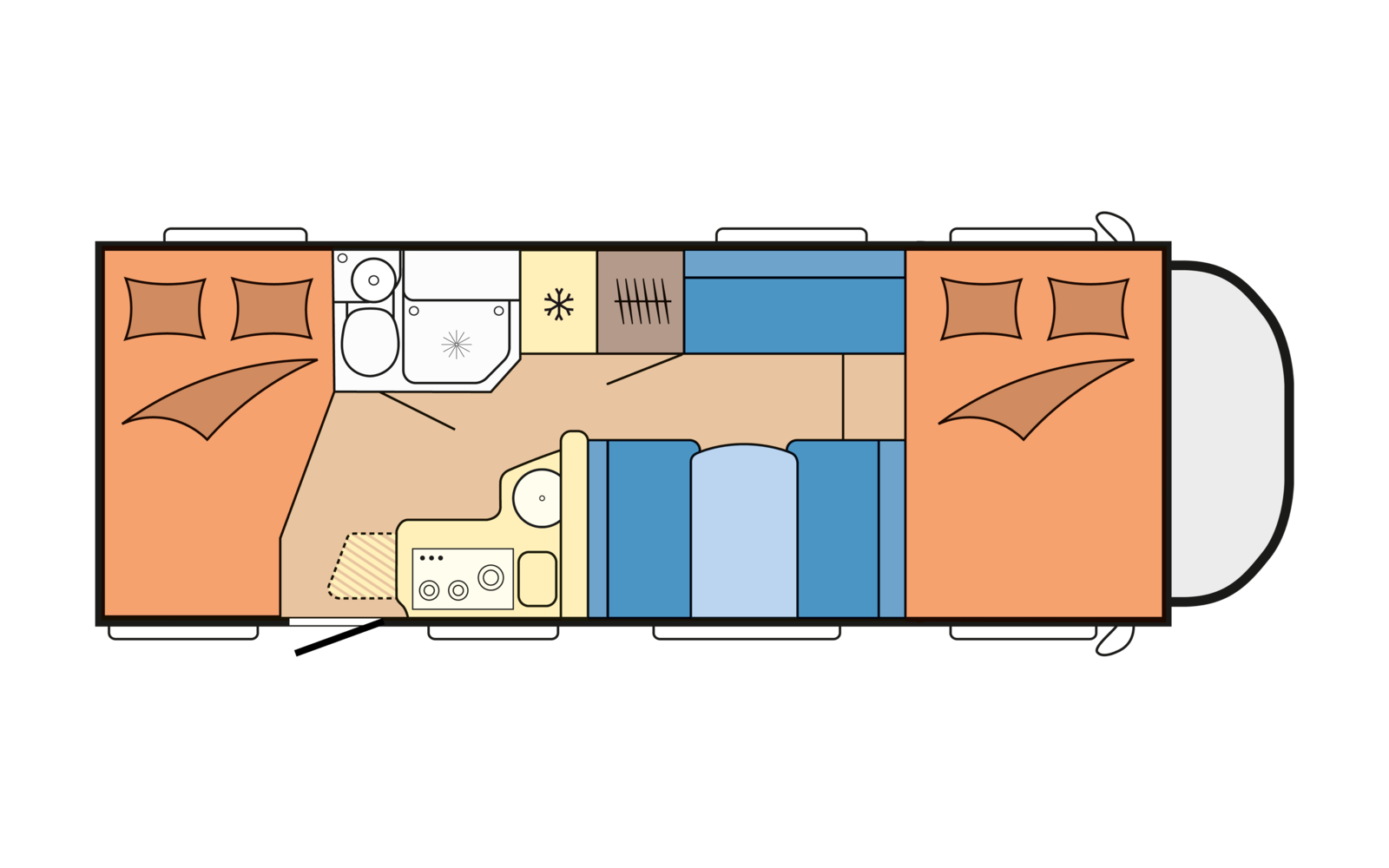 Hobby ONTOUR A 720 GFM daytime floor plan
