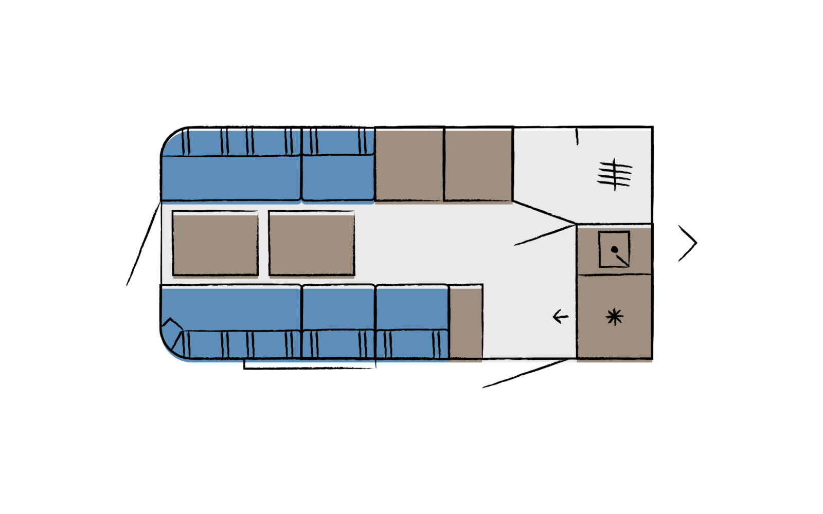 Hobby BEACHY 420 daytime floor plan